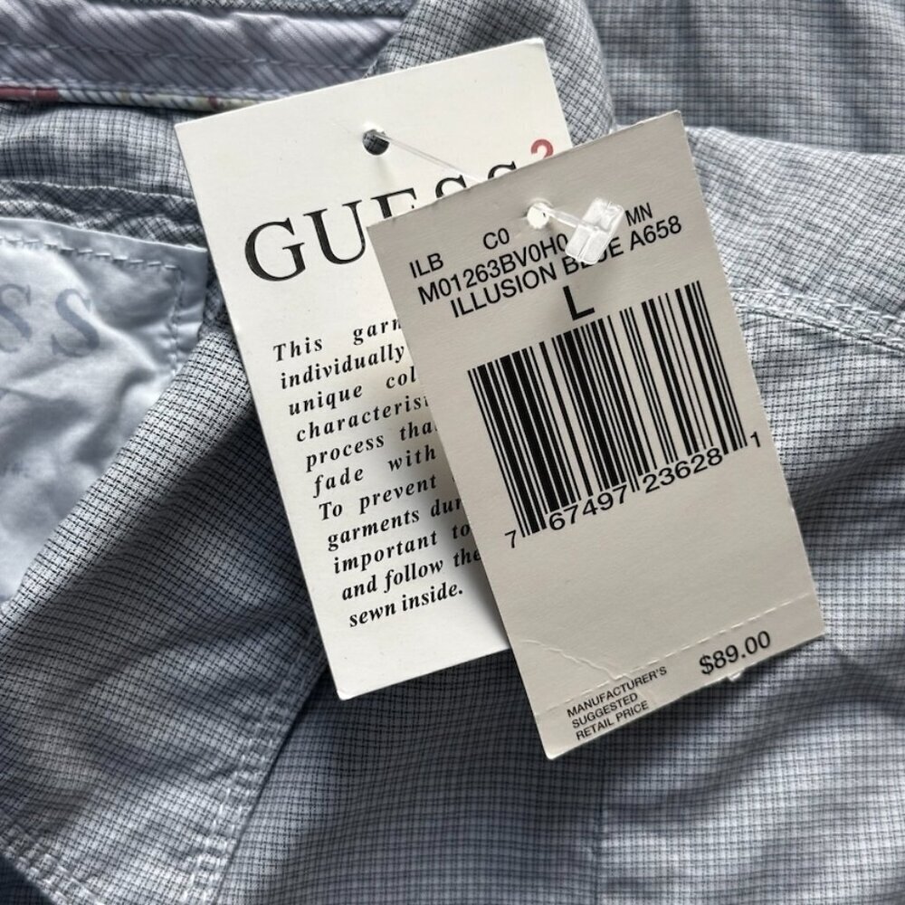 Guess Embroidered Men's Shirt - NWT - 100% Cotton - Western - Illusion Blue - Picture 7 of 13